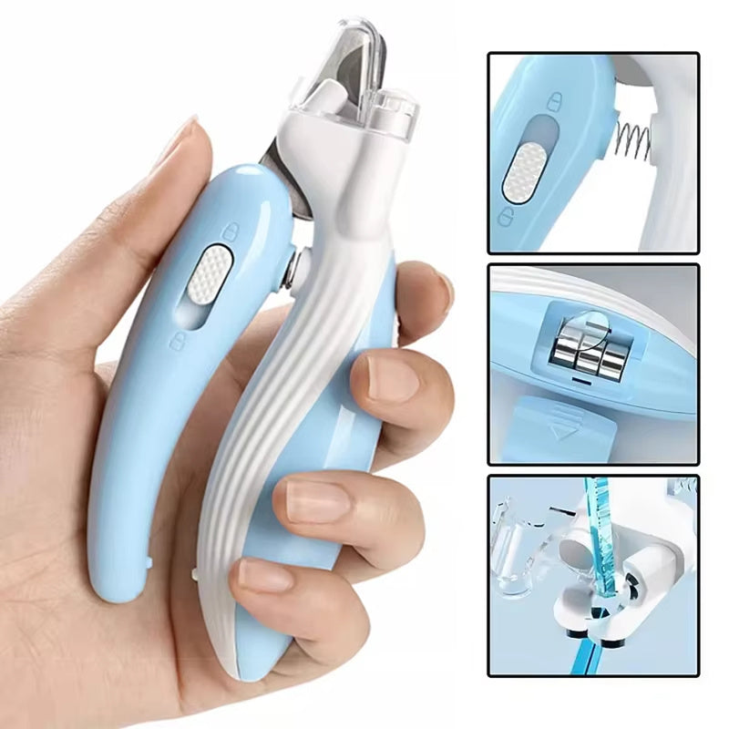 LED Pet Nail Clippers for Dogs & Cats with Safety Lock