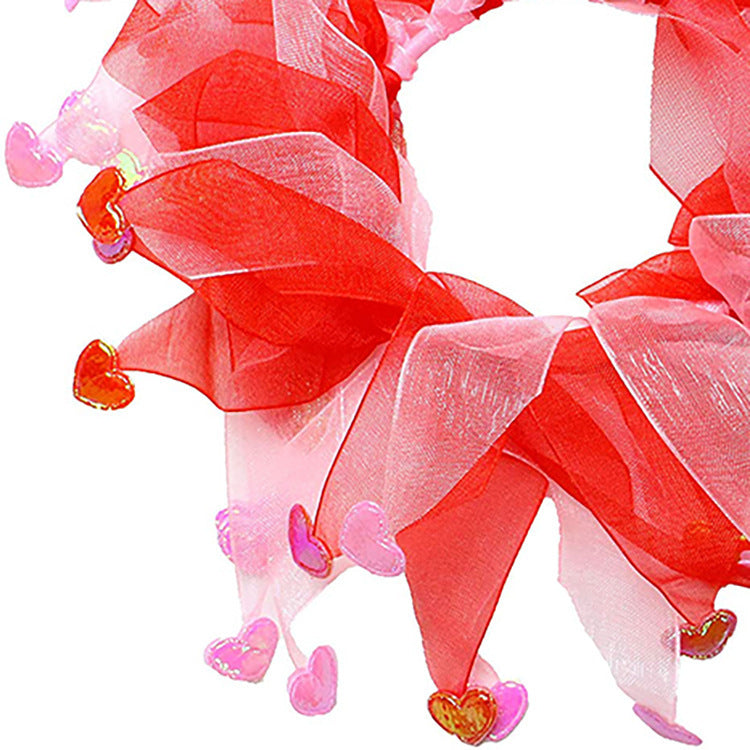 Valentine’s Day Pet Headband and Scarf Set – Organza Satin
