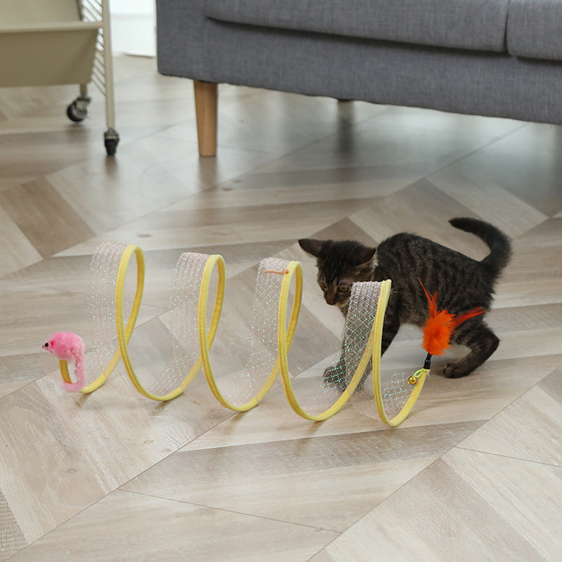 Cat Tunnel Toy Set with Plush Mouse & Sisal Ball, Foldable 50cm