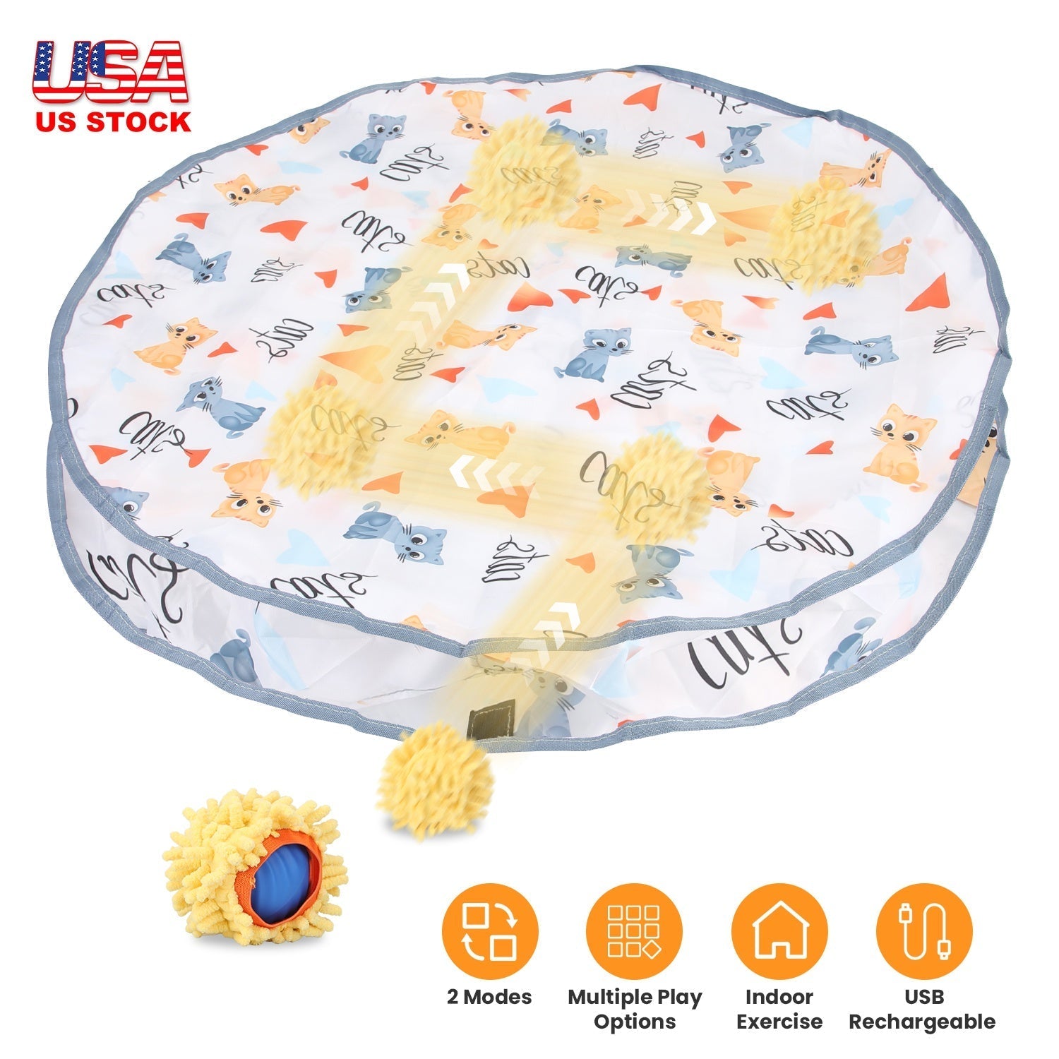 Interactive Rolling Ball Cat Toy with Rechargeable Battery