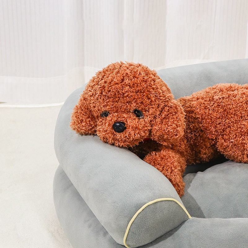 Velvet Pet Bed with Supportive Sides, Multiple Sizes