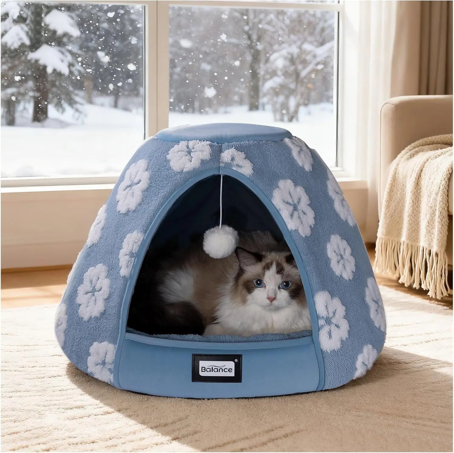 BALANCE 2-in-1 Cat Bed Cave Tent, 19-Inch, with Removable Cushion