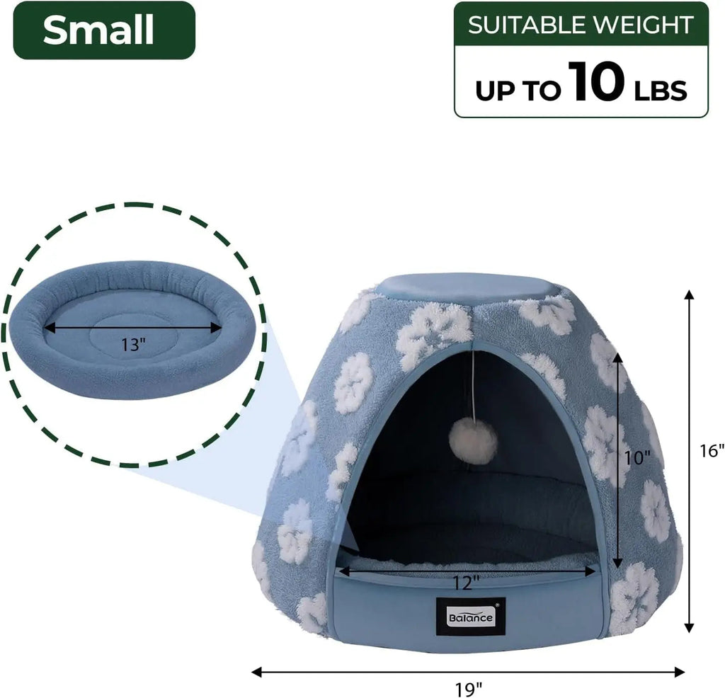 BALANCE 2-in-1 Cat Bed Cave Tent, 19-Inch, with Removable Cushion
