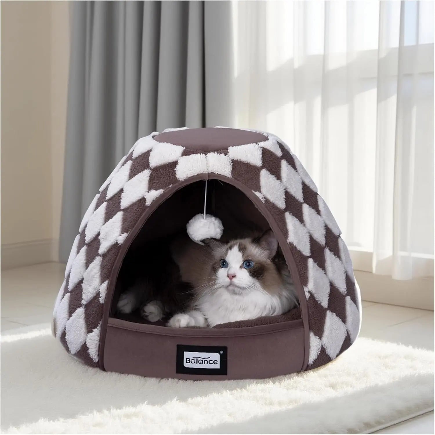 BALANCE 2-in-1 Cat Bed Cave Tent, 19-Inch, with Removable Cushion