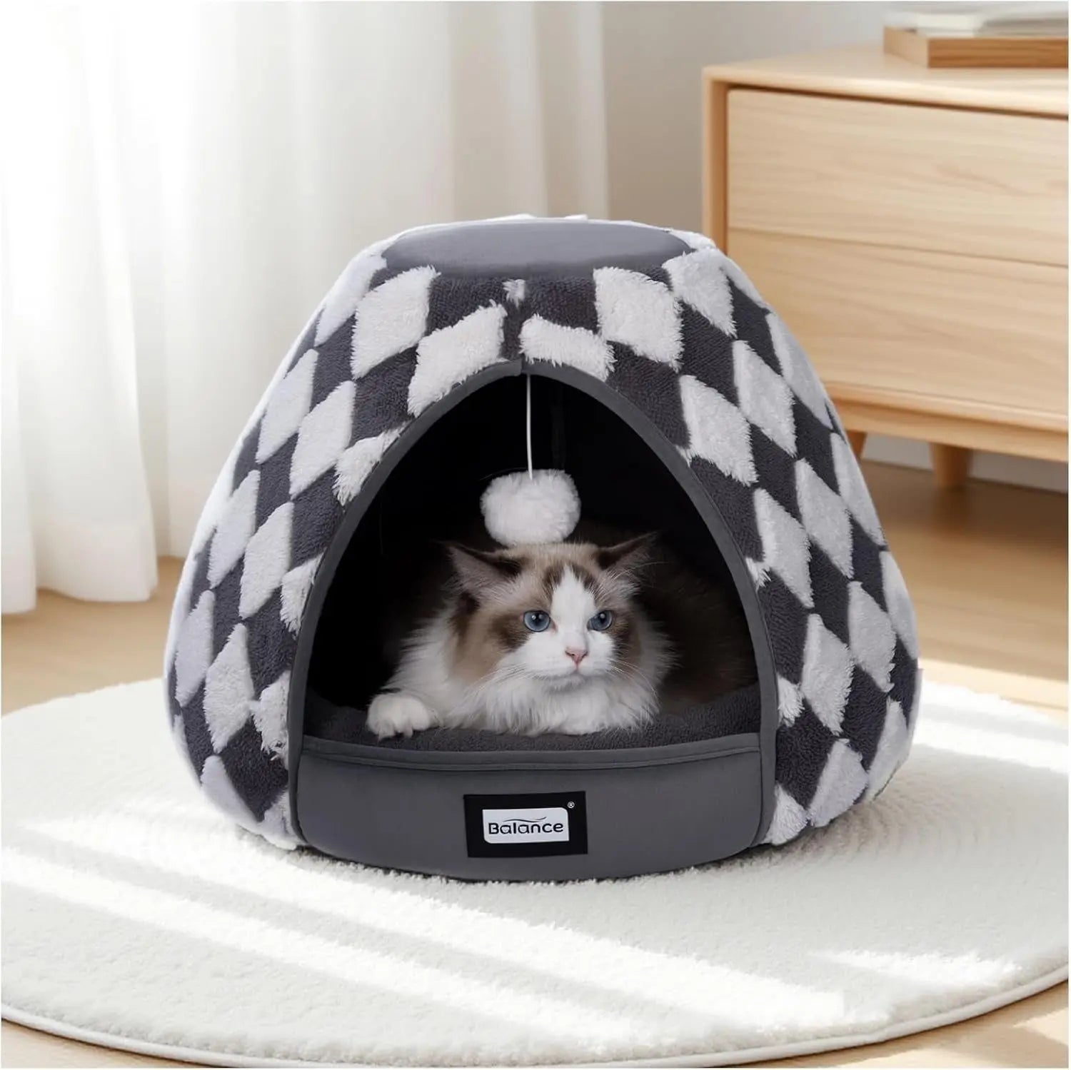 BALANCE 2-in-1 Cat Bed Cave Tent, 19-Inch, with Removable Cushion