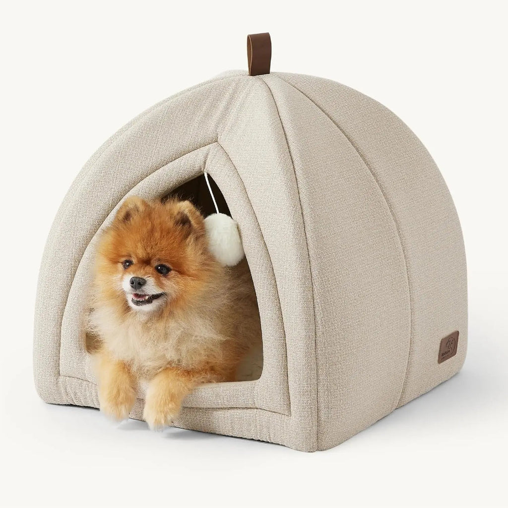 2-in-1 Cat Cave Bed with Removable Sherpa Cushion, 16"