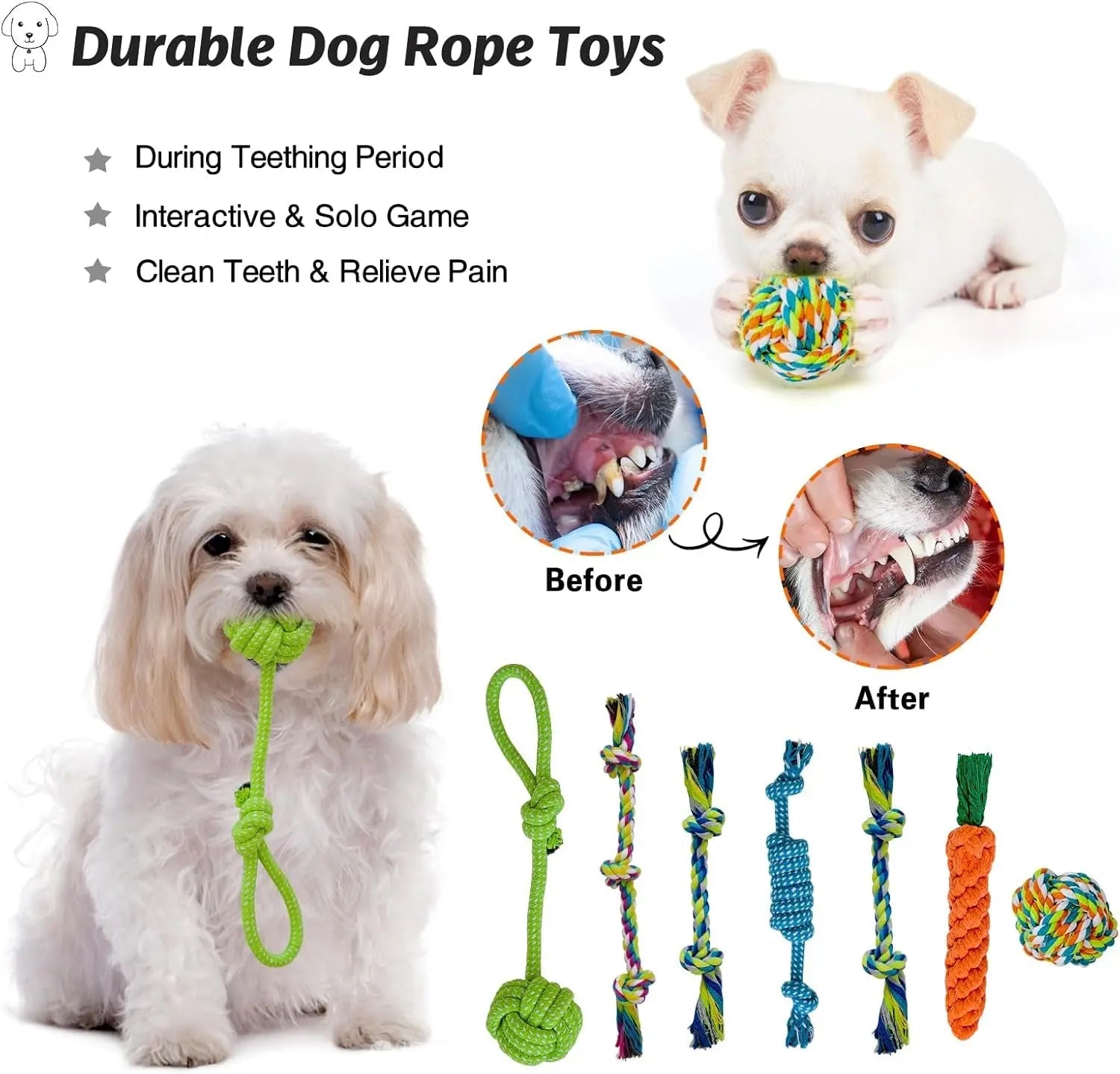 Puppy Teething and Chew Toy Set with Storage Basket, 20 Pieces