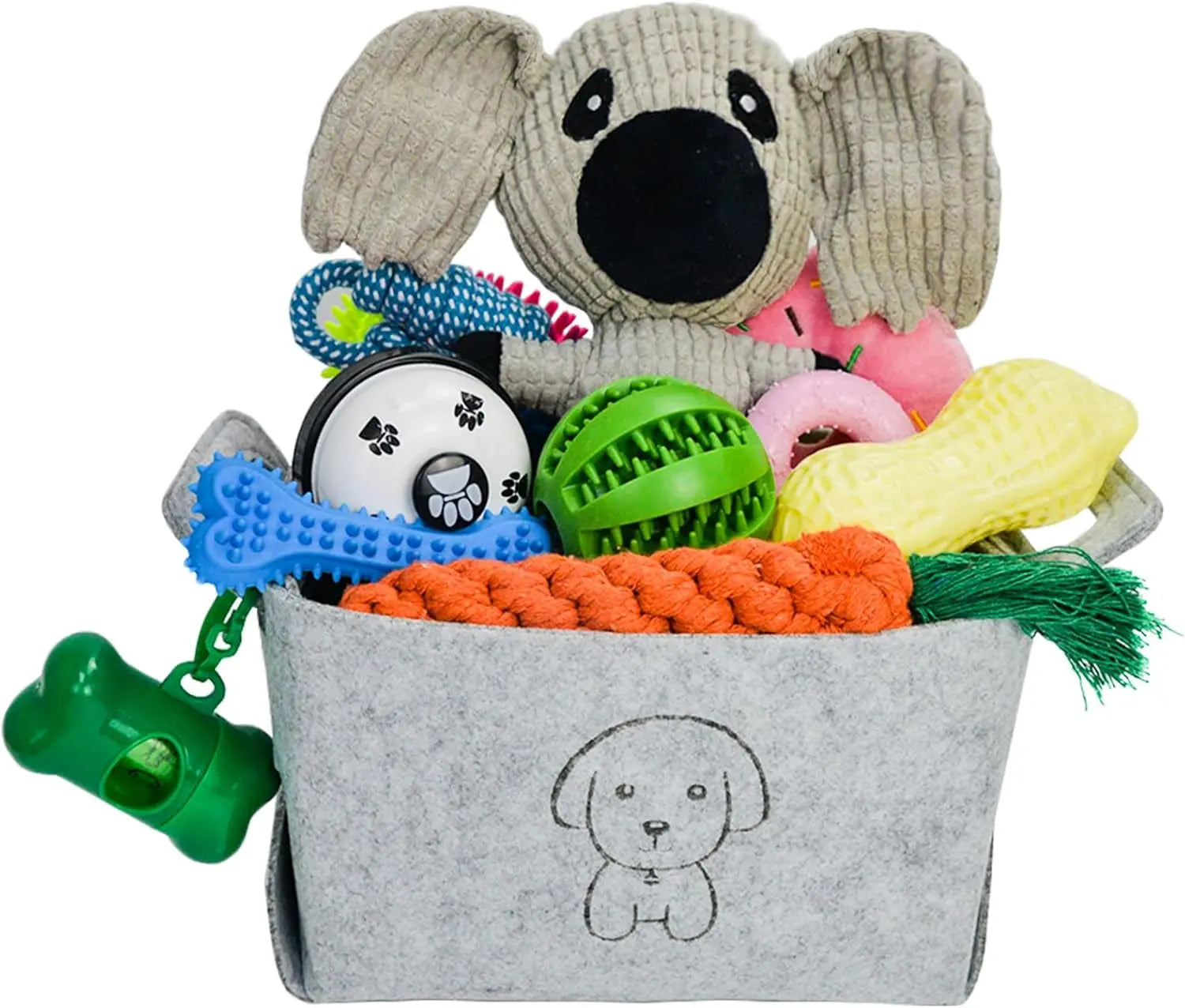 Puppy Teething and Chew Toy Set with Storage Basket, 20 Pieces