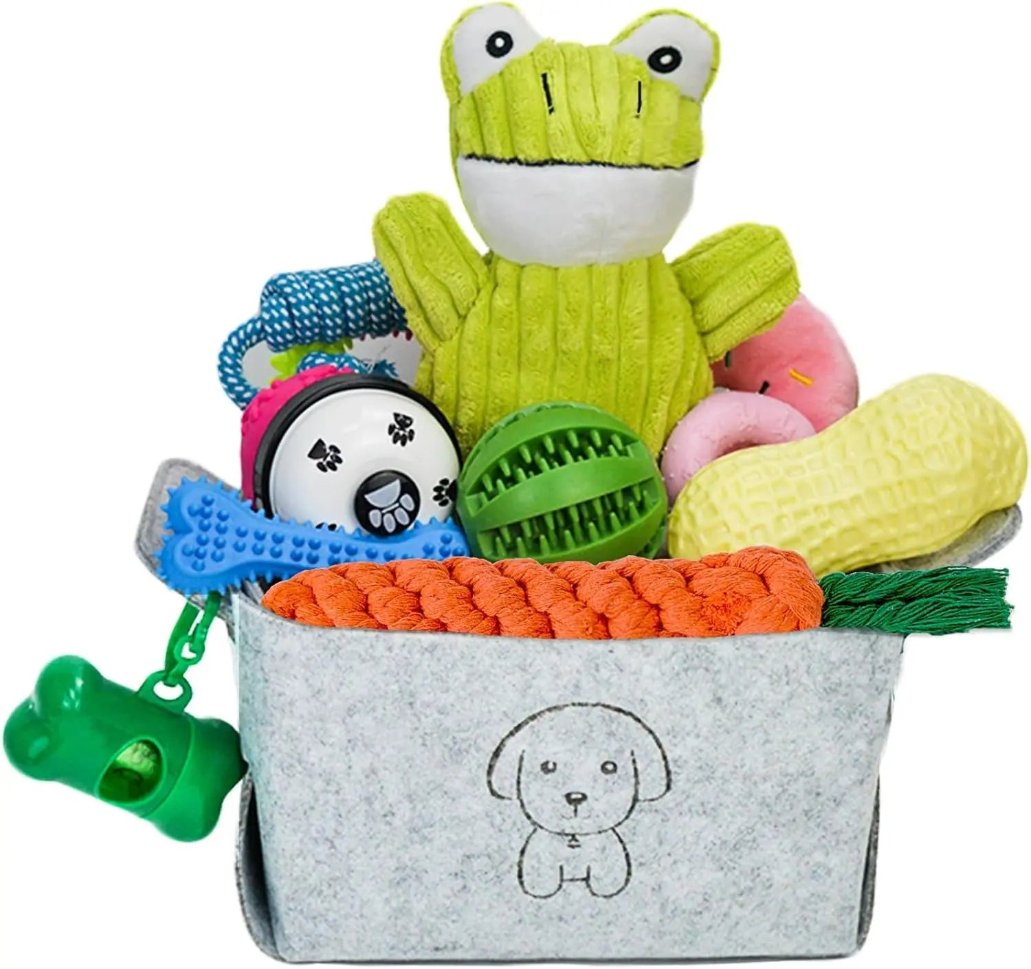 Puppy Teething and Chew Toy Set with Storage Basket, 20 Pieces