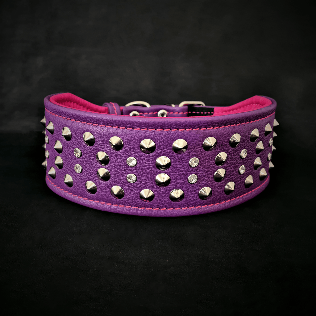"Crystal" 2.8 inch wide soft leather collar