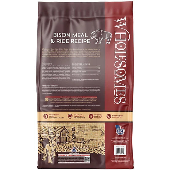 Wholesomes Bison Meal & Rice Recipe Dry Dog Food, 35 lb