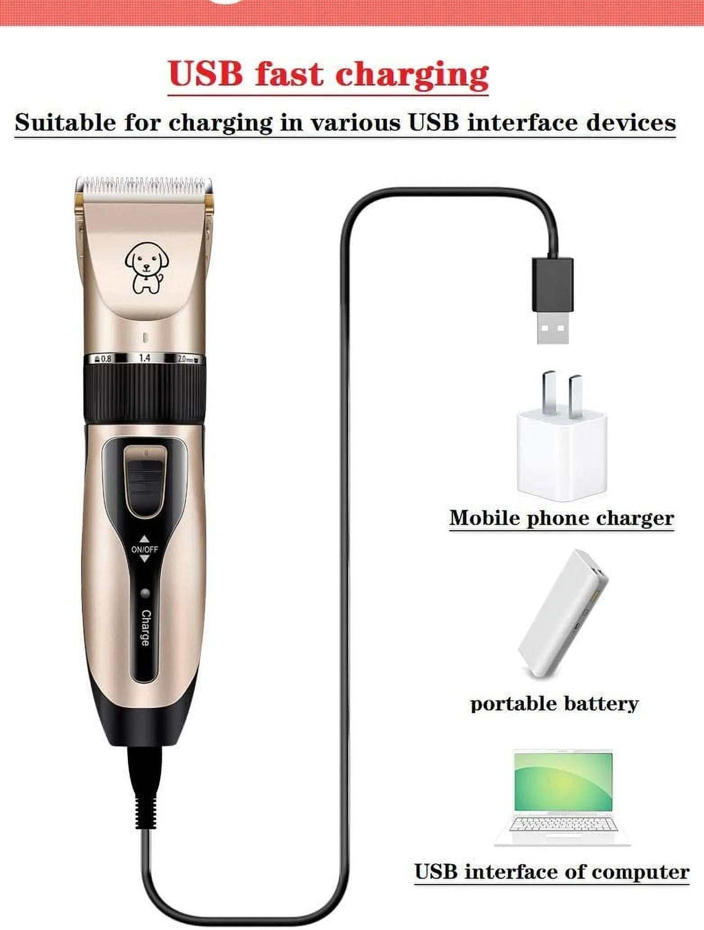 Rechargeable Quiet Dog Clippers Grooming Kit