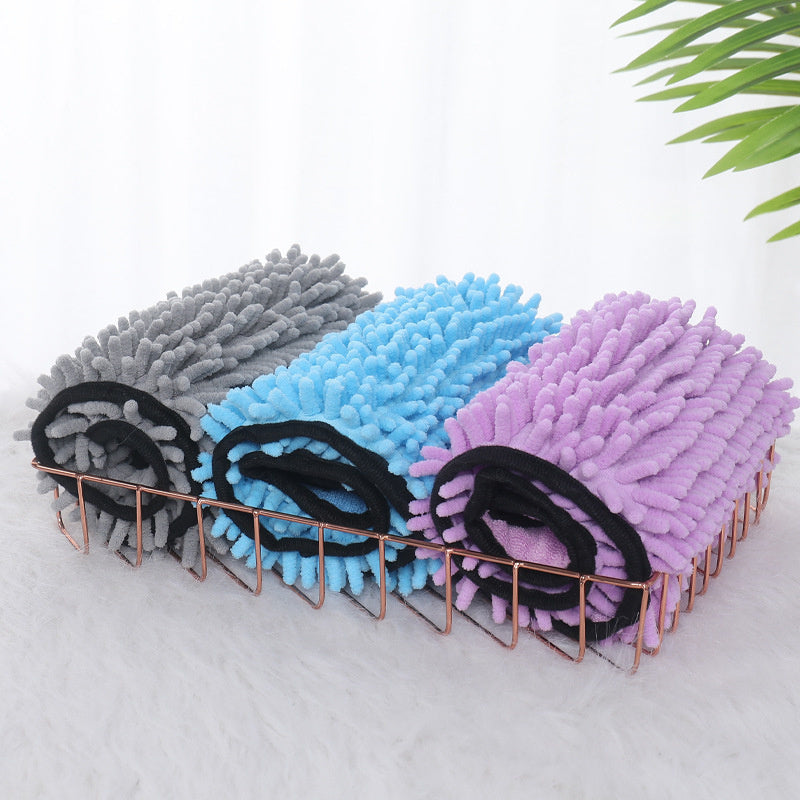 Chenille Dog Towel with Double Pockets, 62 x 23 cm