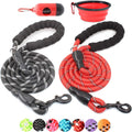 2-Pack 5ft Reflective Nylon Rope Dog Leash Set with Accessories