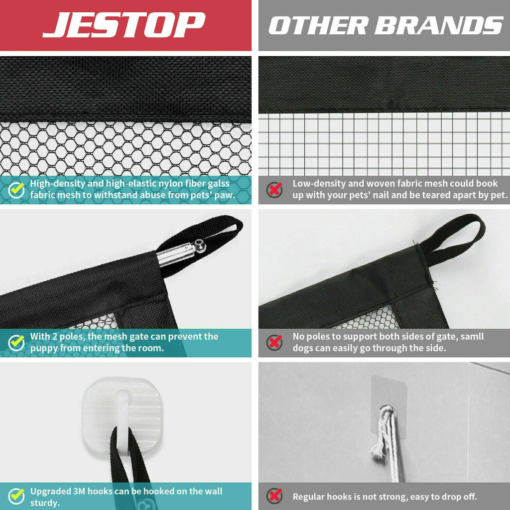 Retractable Mesh Pet Safety Gate – Portable, Pressure-Mounted Barrier