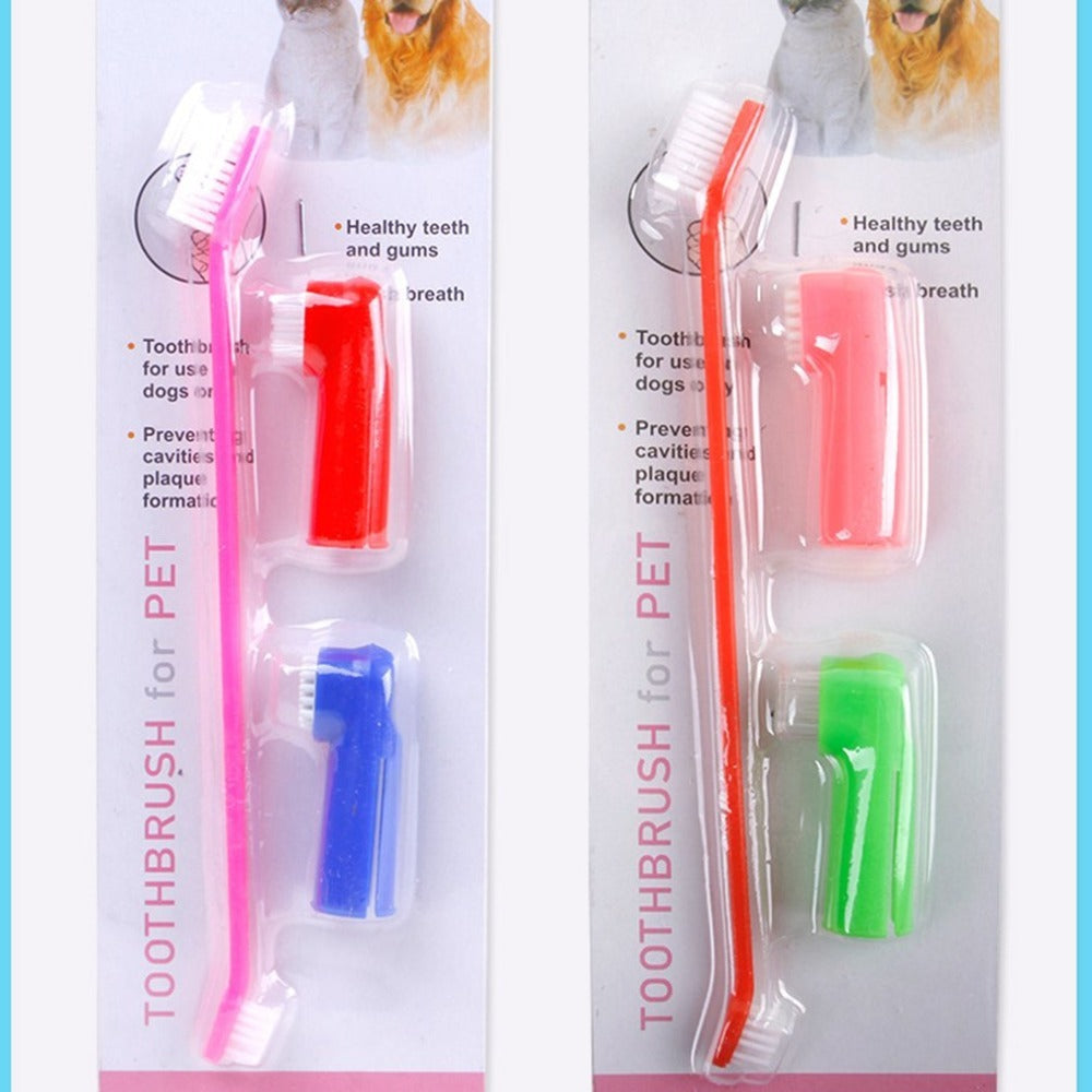 Double Head & Finger Toothbrush Set for Dogs and Cats