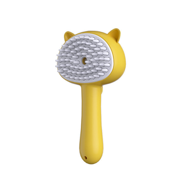 Rechargeable Pet Grooming Brush with Steam Massage, Yellow