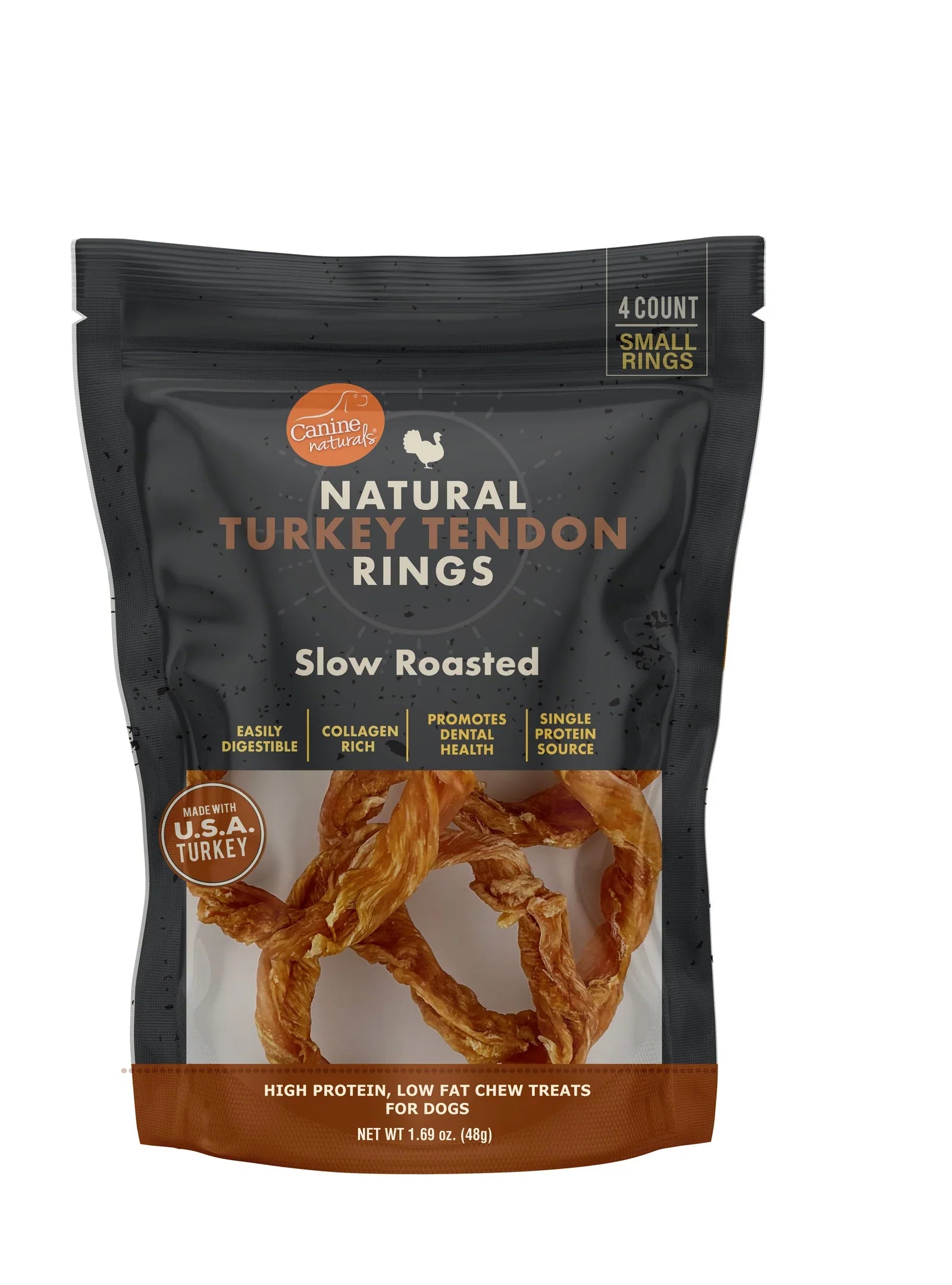 Natural Turkey Tendon Rings Dog Chews – Chicken-Free, USA Sourced