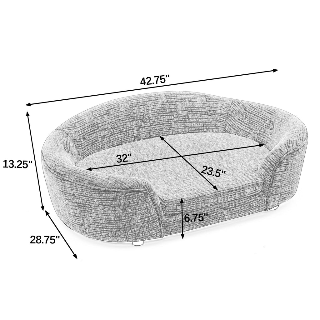 Modern Oval Foam Pet Sofa for Large and Oversized Dogs, Beige