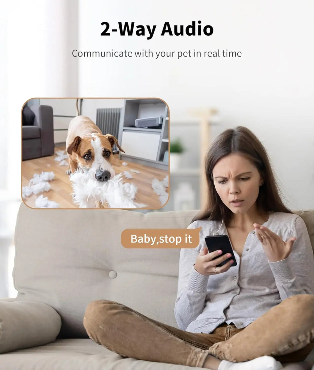 2K HD Pet Camera with Treat Dispenser and 360° View