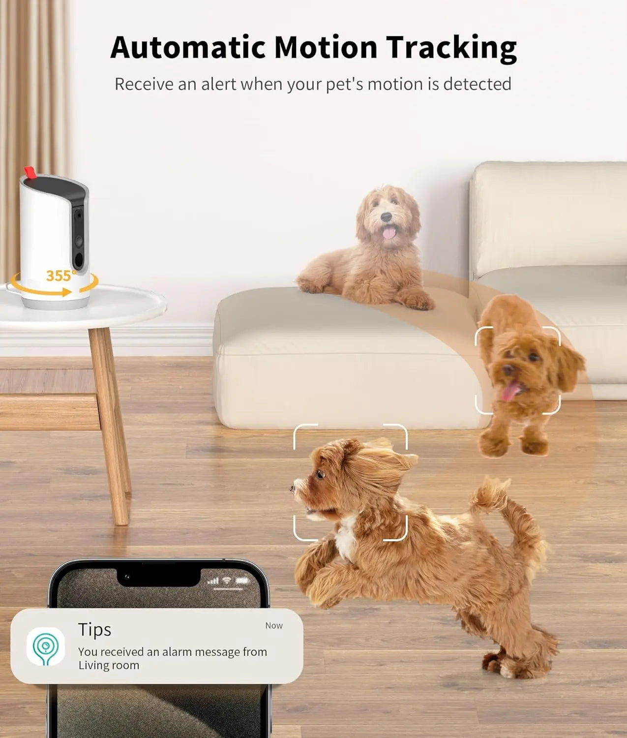 2K HD Pet Camera with Treat Dispenser and 360° View