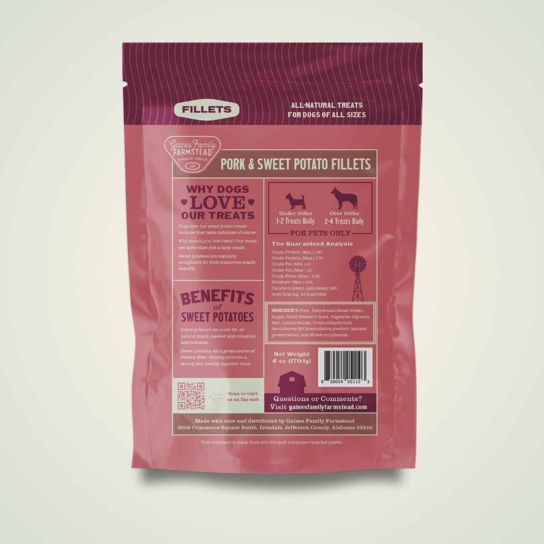 Soft Pork & Sweet Potato Dog Treat Fillets