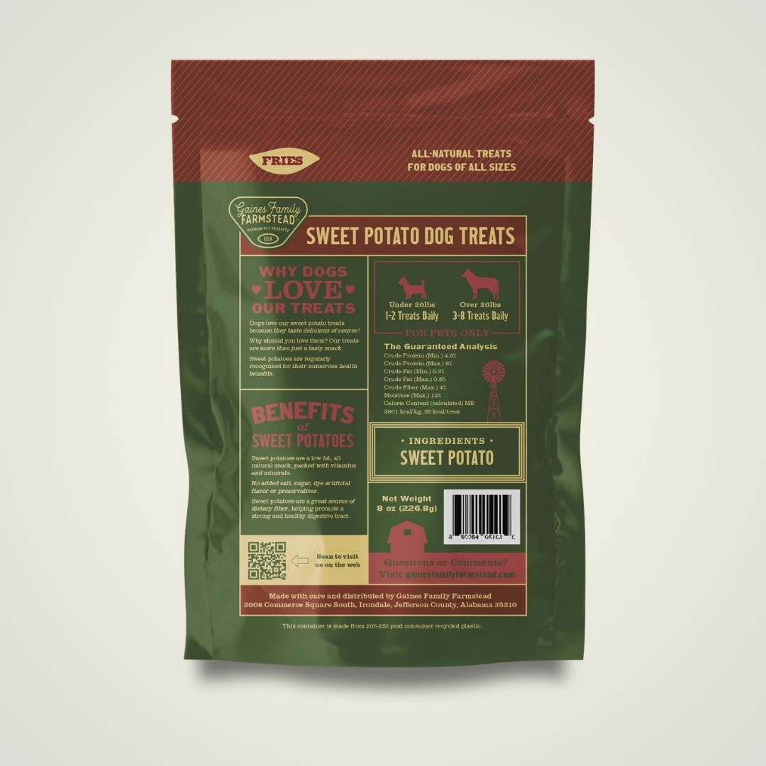 Sweet Potato Chewy Dog Treats – Plant-Based, Slow-Baked Fries