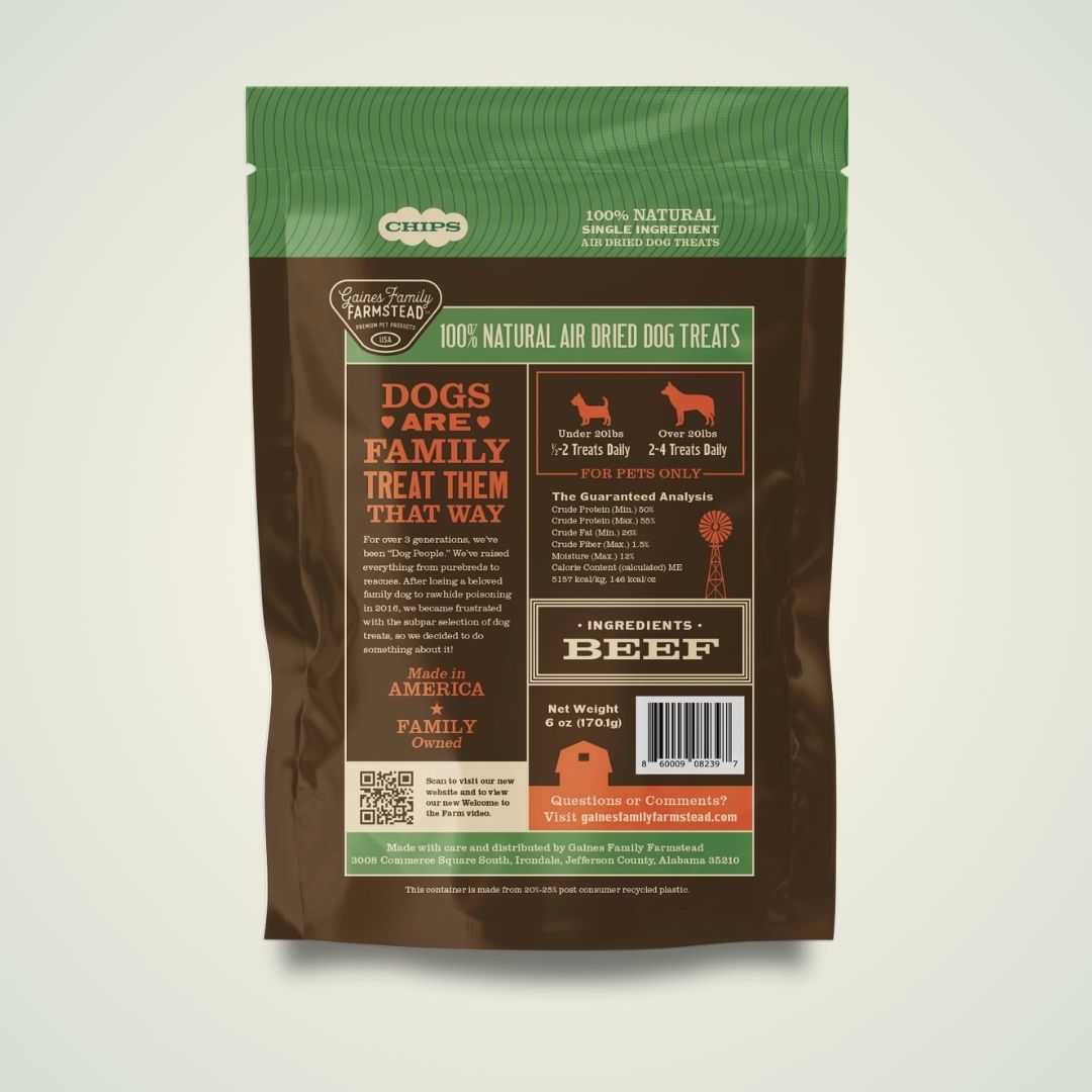 Beef Chips Dog Treats – Single Ingredient, High Protein