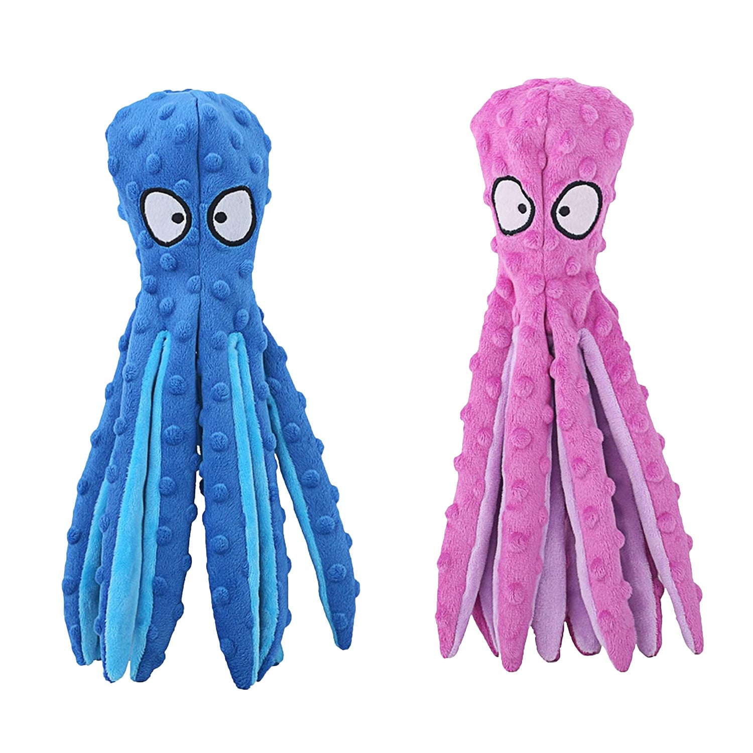 Stuffing-Free Squeaky Octopus Dog Toy Set – 2 Pack