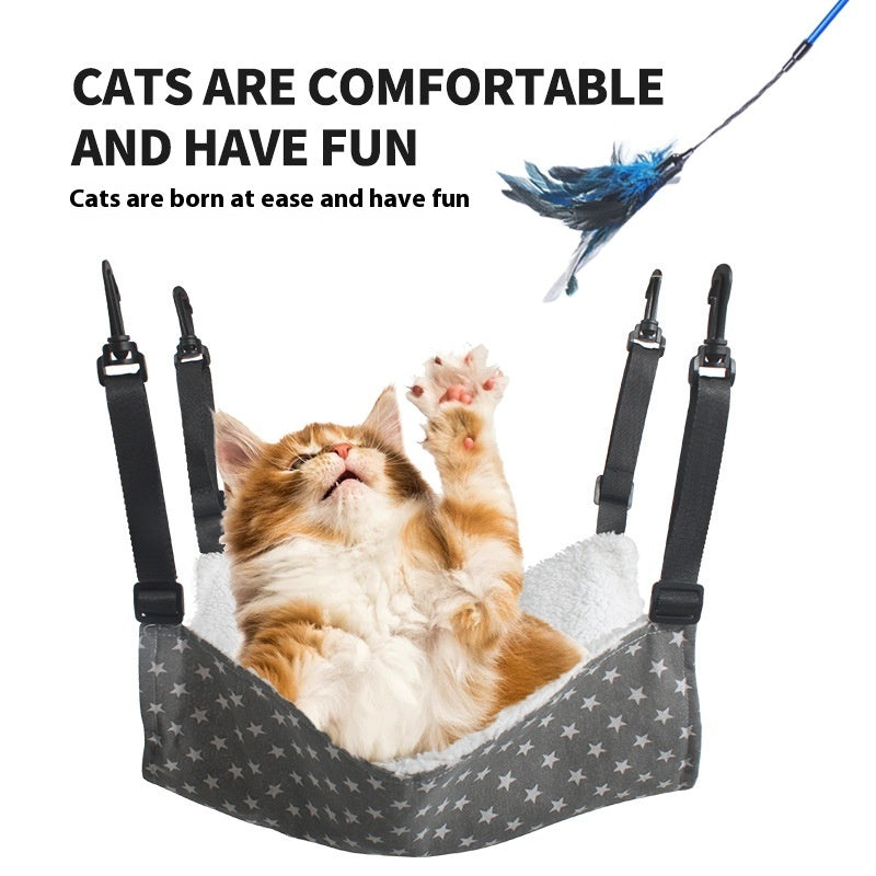Adjustable Cat Hammock Bed – Canvas or Plush, Multiple Sizes