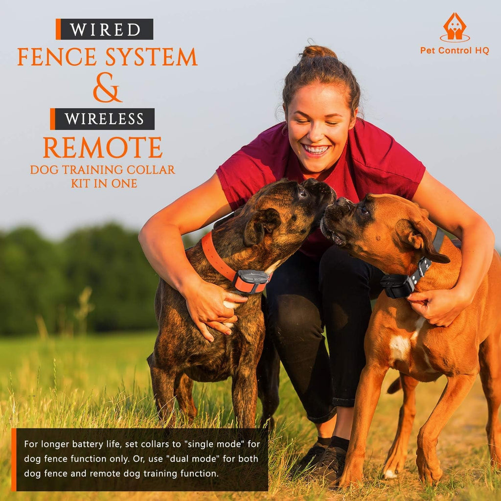 Hybrid Wireless and Underground Dog Fence for Large Yards, 2 Collars