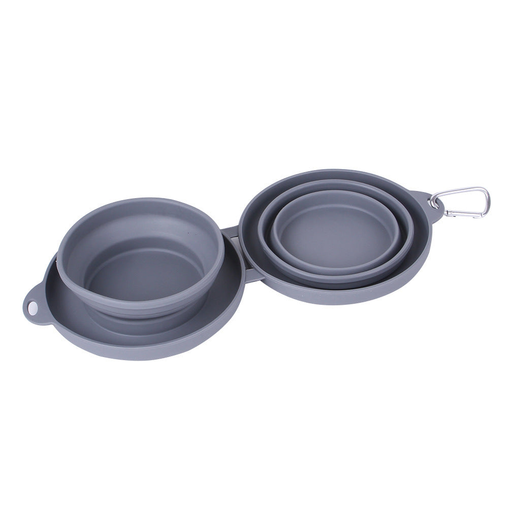 Collapsible Double Pet Bowl Set with Non-Slip Silicone Mat