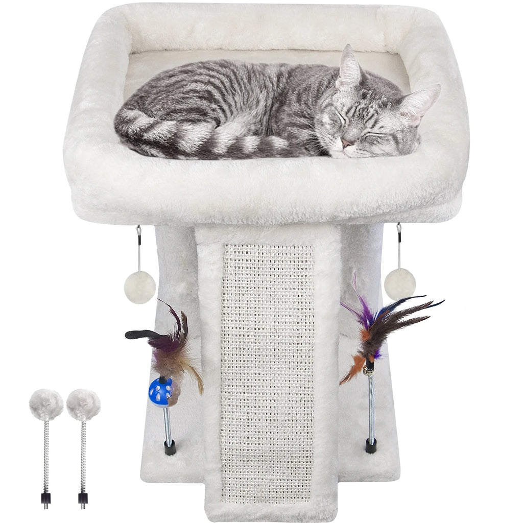 17.7" Cat Tree with Scratching Pad and Play Balls, Gray