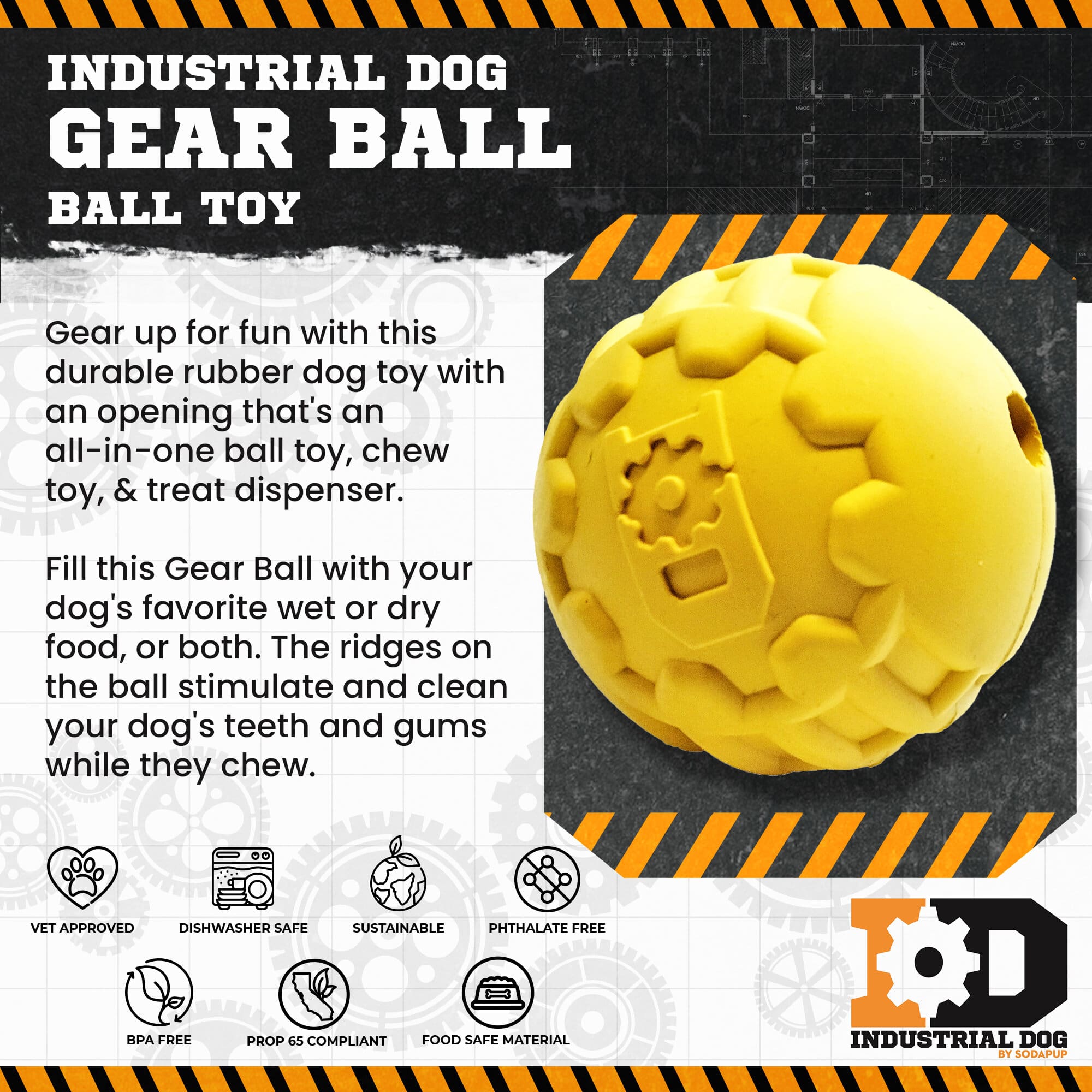 Industrial Dog Ball Ultra-Durable Rubber Chew Toy for Large Dogs