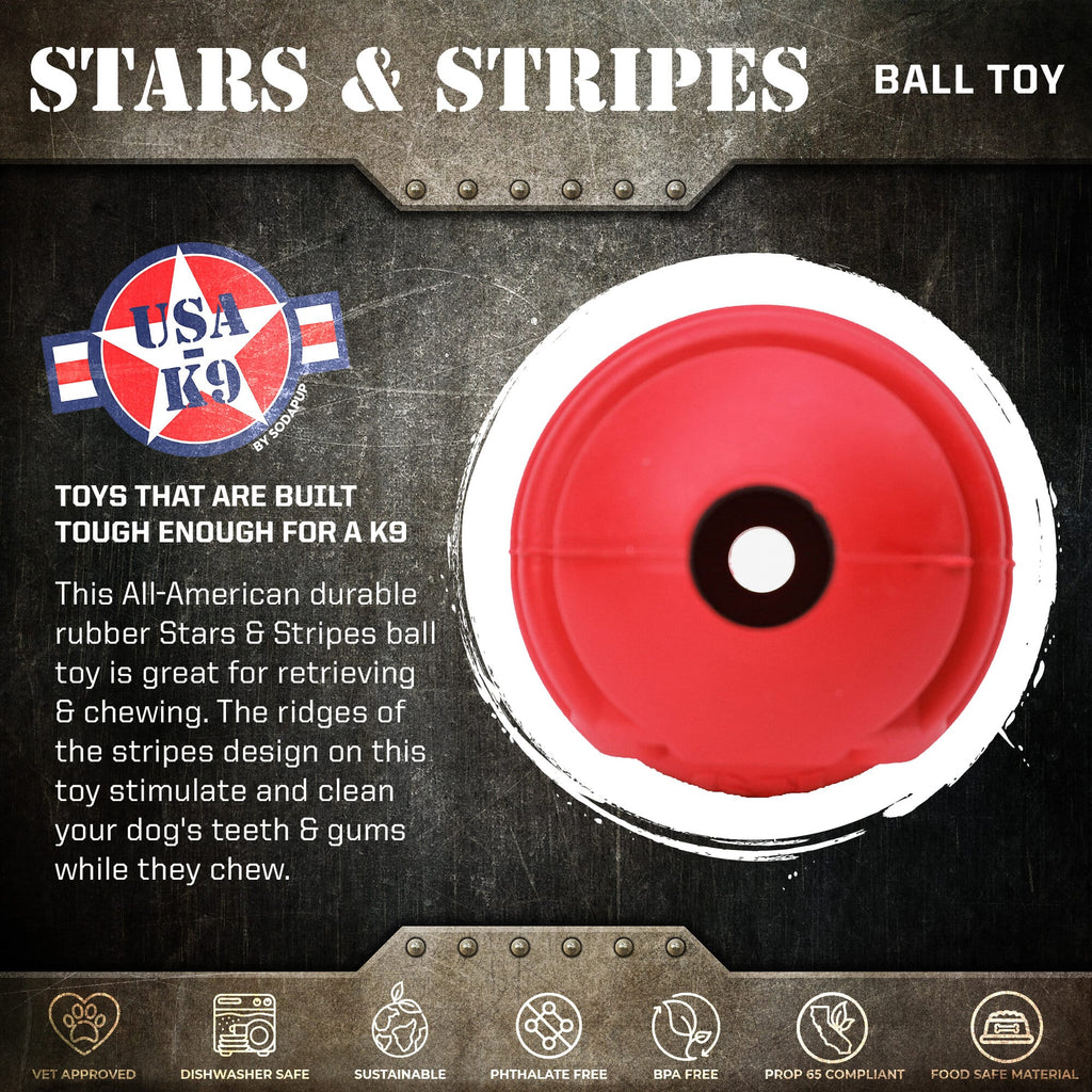 USA-K9 Stars and Stripes Rubber Chew Toy for Large Dogs