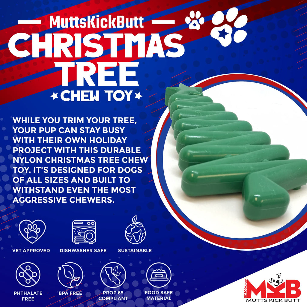 Christmas Tree Ultra Durable Nylon Dog Chew Toy with Treat Pockets