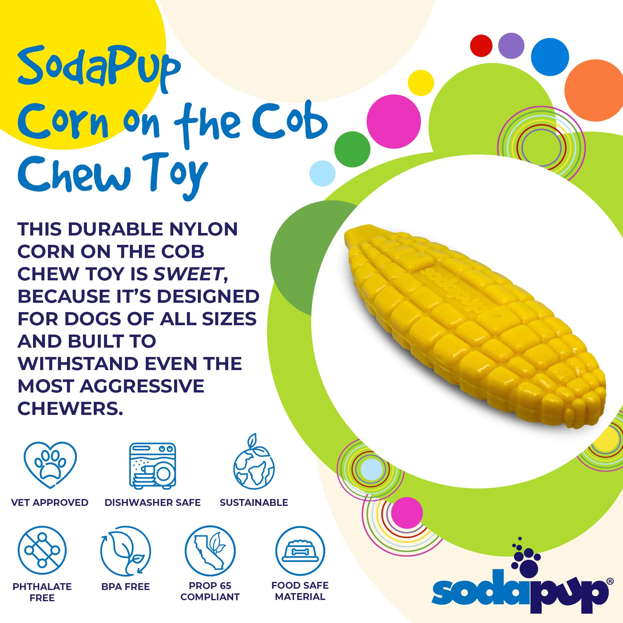 Corn on the Cob Nylon Dog Chew Toy for Power Chewers, 7"