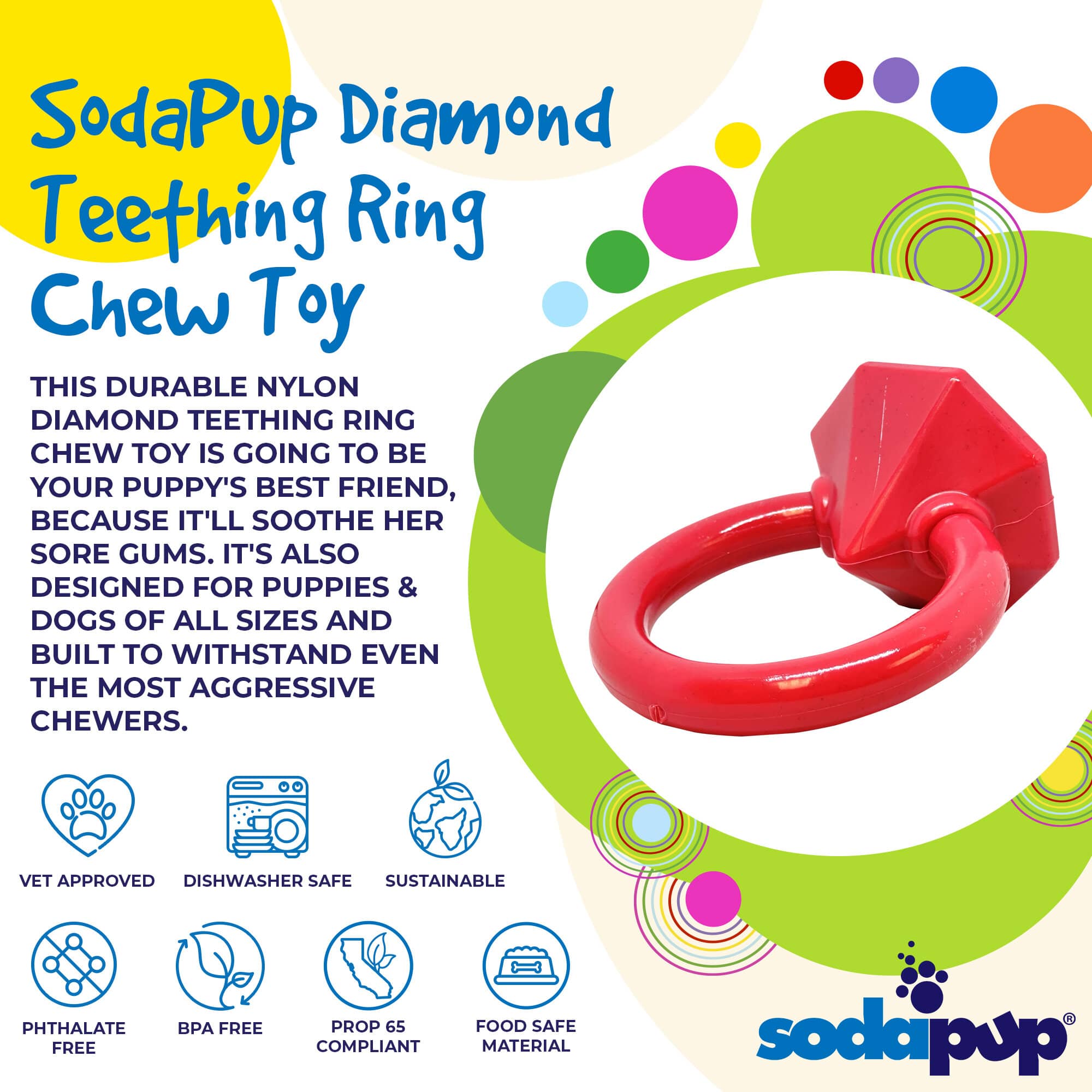 Diamond Ring Durable Nylon Teething Ring for Puppies up to 45 lbs