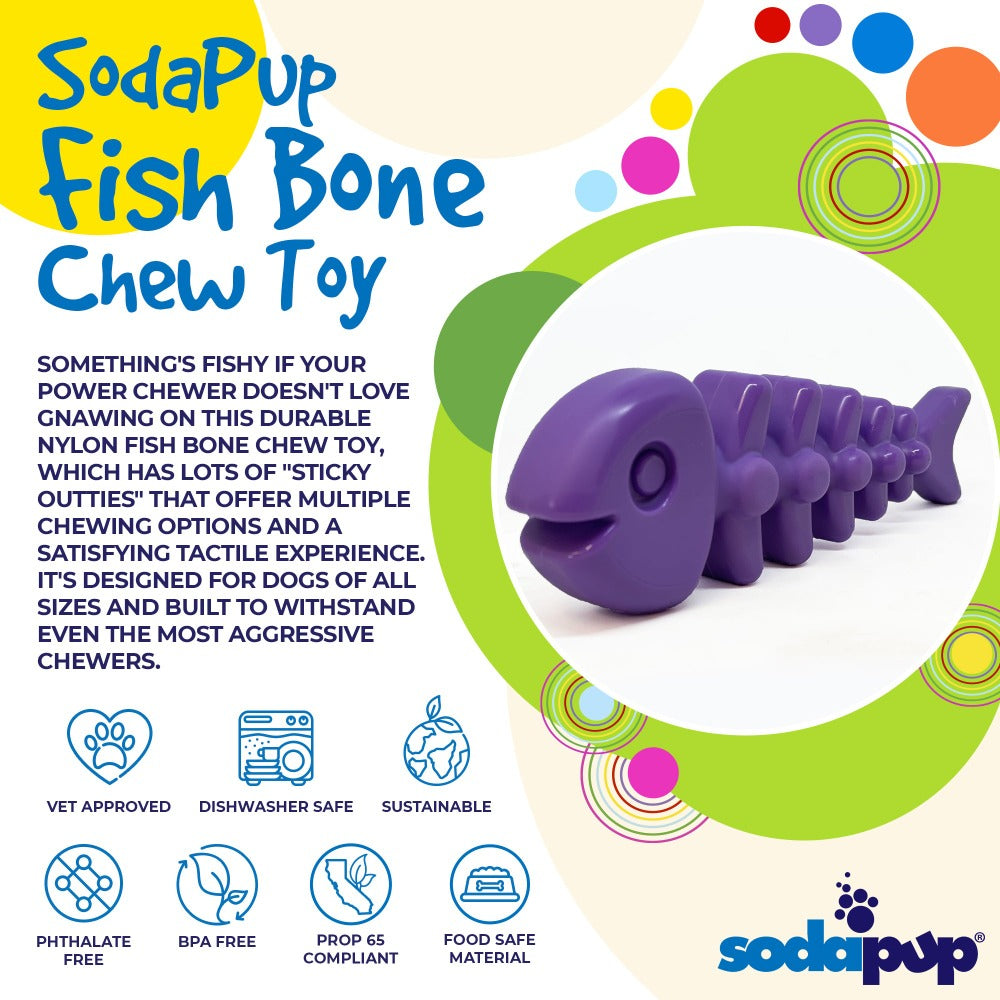 Fish Bone Ultra Durable Nylon Chew Toy for Dogs, Purple