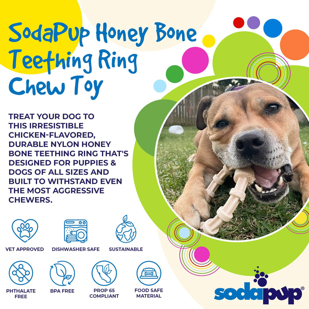 Honey Bone Chicken Flavored Teething Ring for Dogs, 5.25"