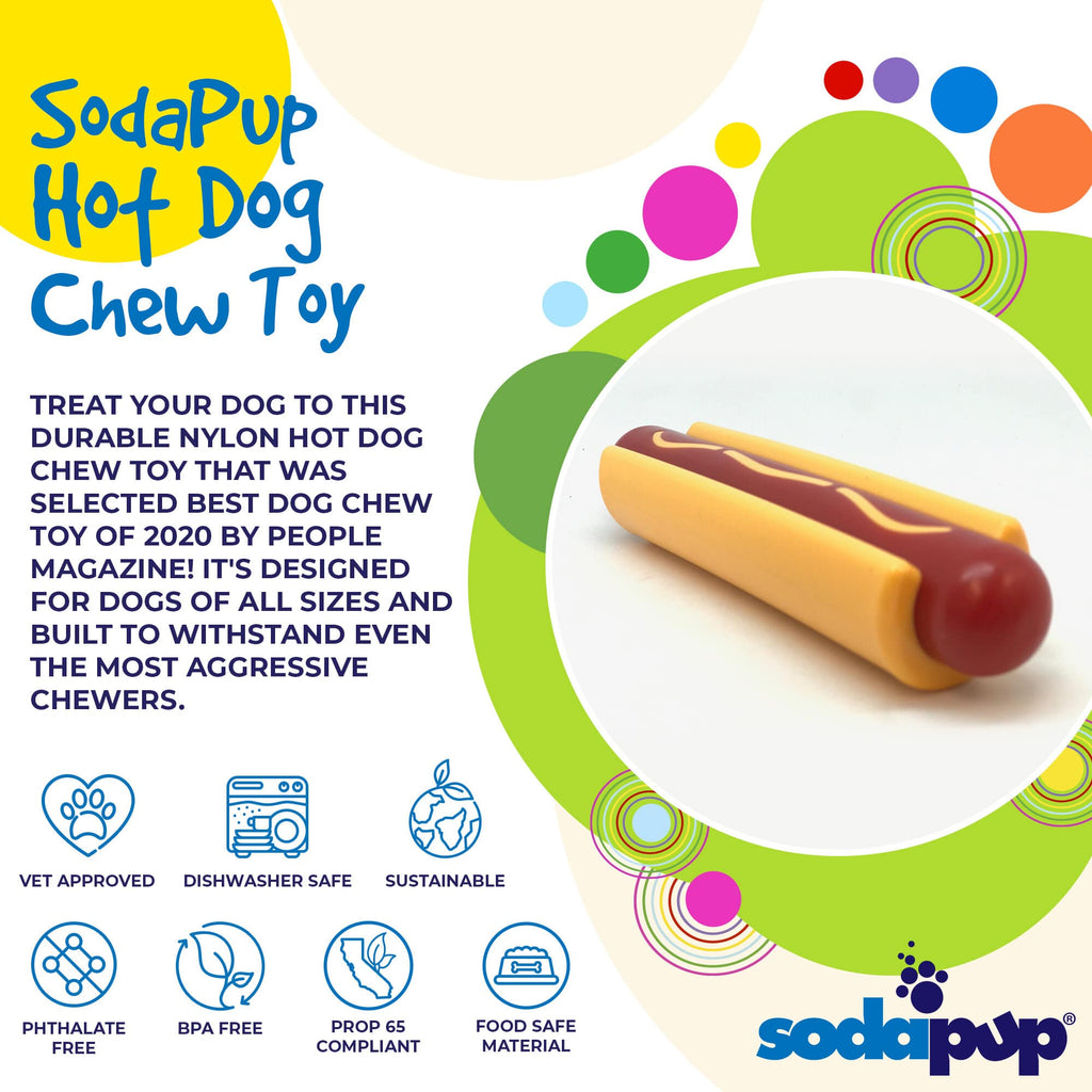 Hot Dog Nylon Chew Toy for Aggressive Chewers, 6.25"
