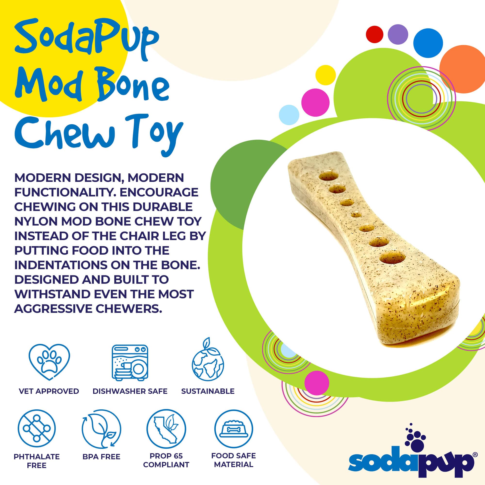 MOD Bone Ultra Durable Nylon Dog Chew Toy, 7.5" for Aggressive Chewers