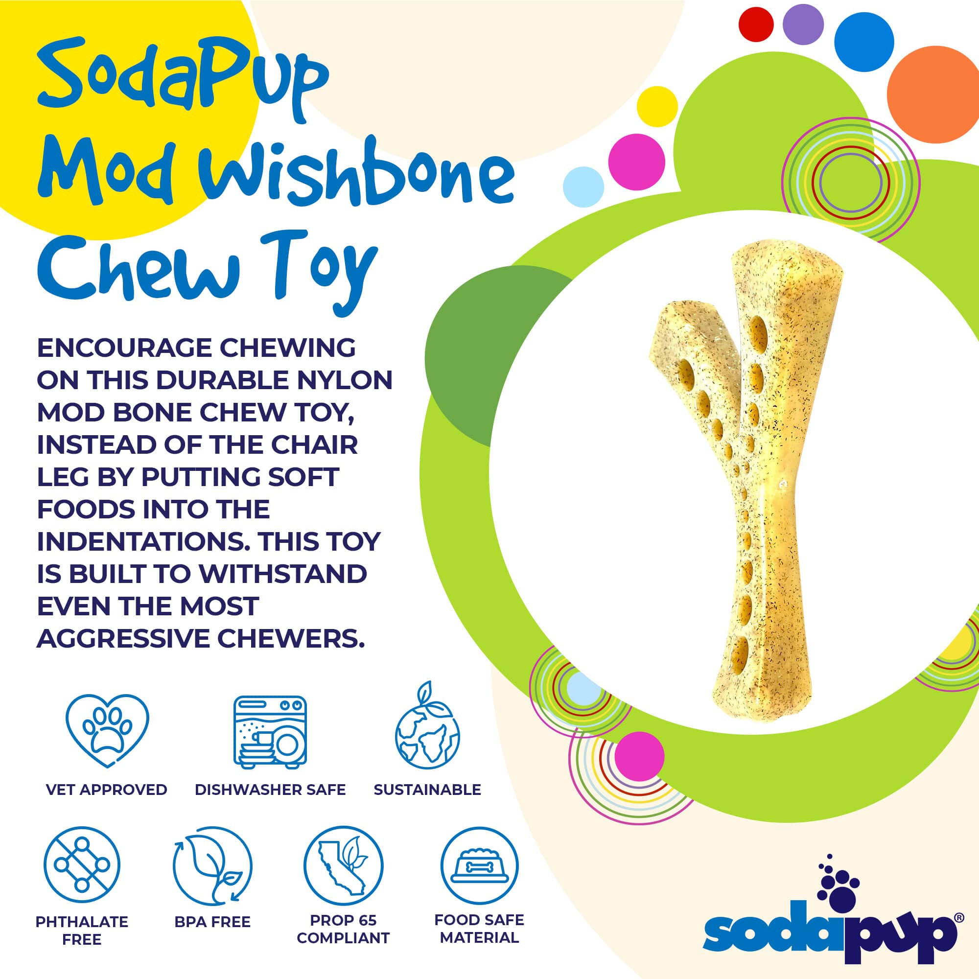 MOD Wishbone Nylon Dog Chew Toy, Medium, for Dogs up to 35 lbs