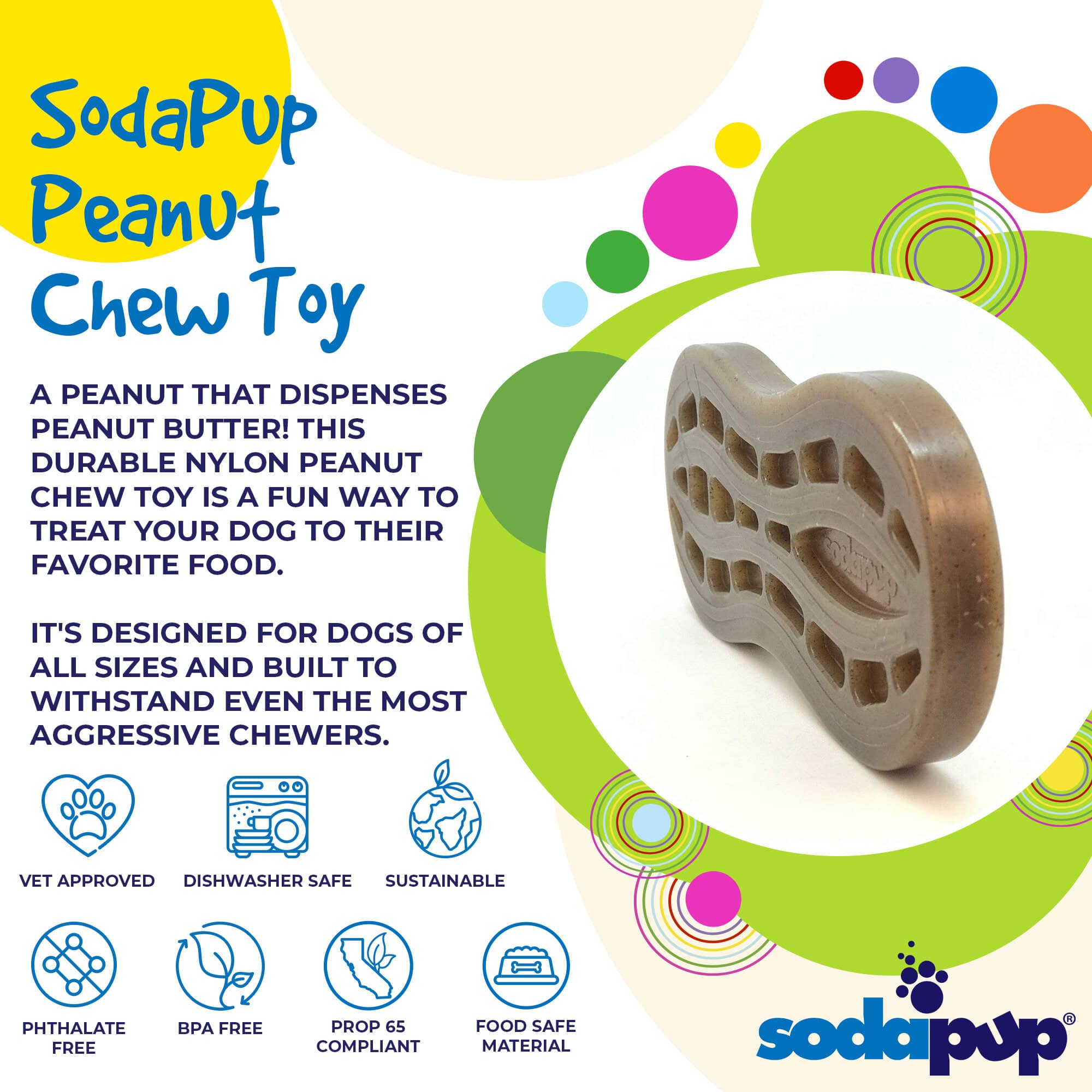 Peanut Nylon Dog Chew Toy for Aggressive Chewers, Large Breeds