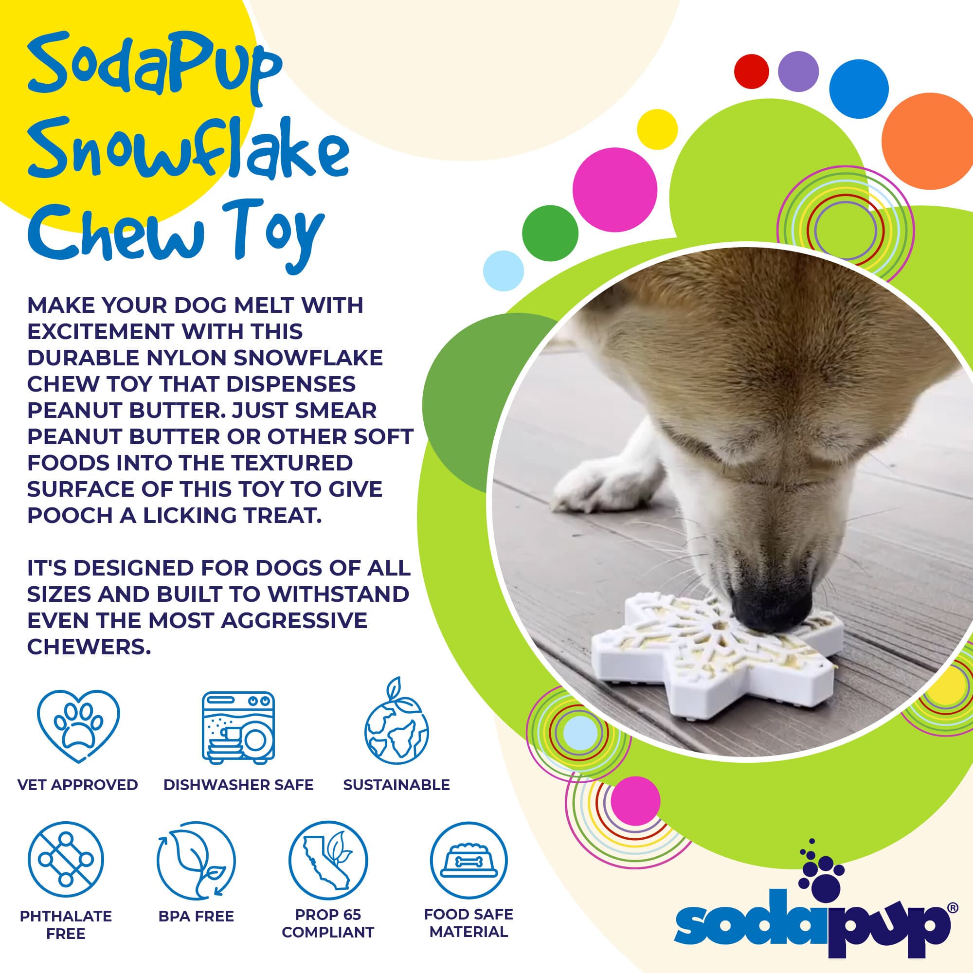 Snowflake Ultra Durable Nylon Dog Chew Toy with Treat Pockets
