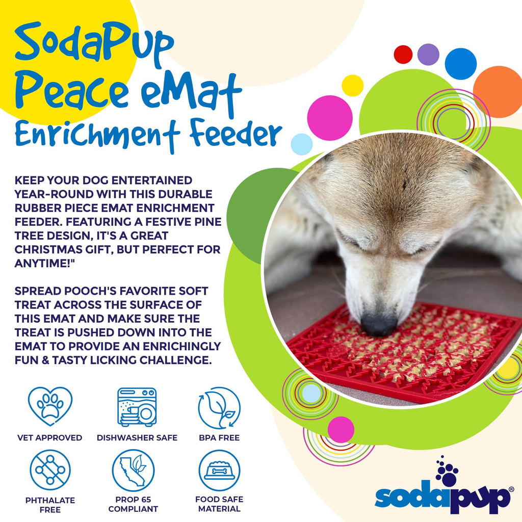 Christmas Tree Dog Lick Mat with Peace Pattern, 8" x 8"