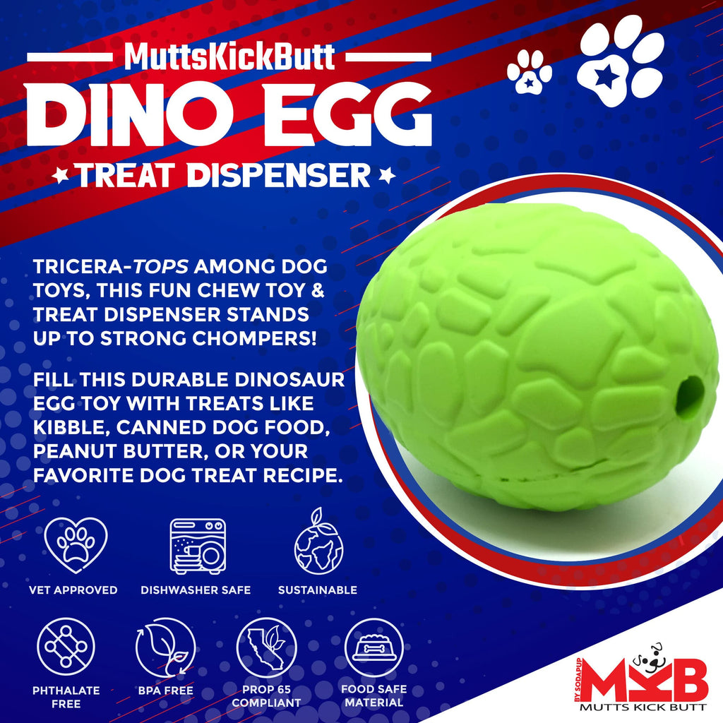 Dinosaur Egg Dog Chew Toy & Treat Dispenser for Large Dogs, Green