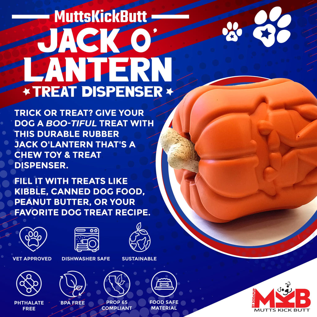 Jack O' Lantern Large Dog Chew Toy & Treat Dispenser, Natural Rubber
