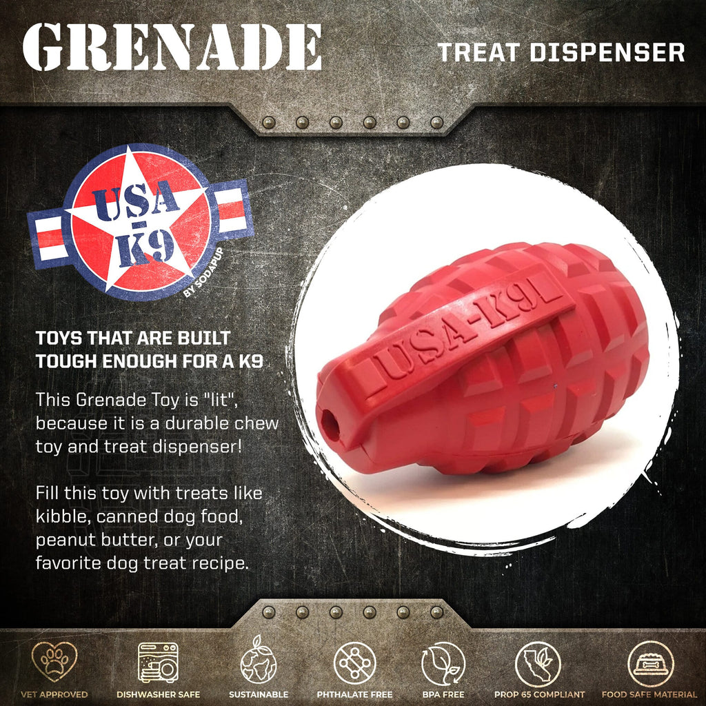 USA-K9 Grenade Ultra-Durable Rubber Dog Chew Toy