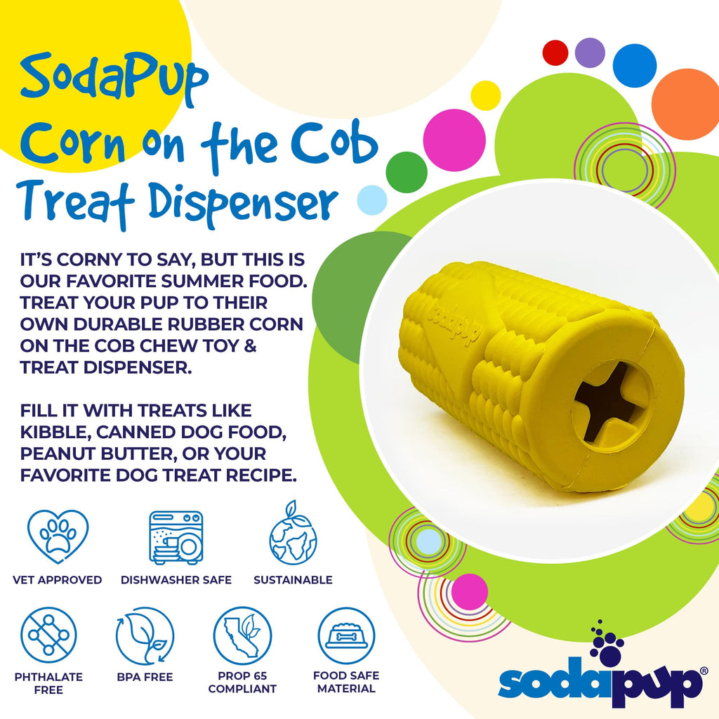 Corn on the Cob Rubber Dog Chew Toy and Treat Dispenser